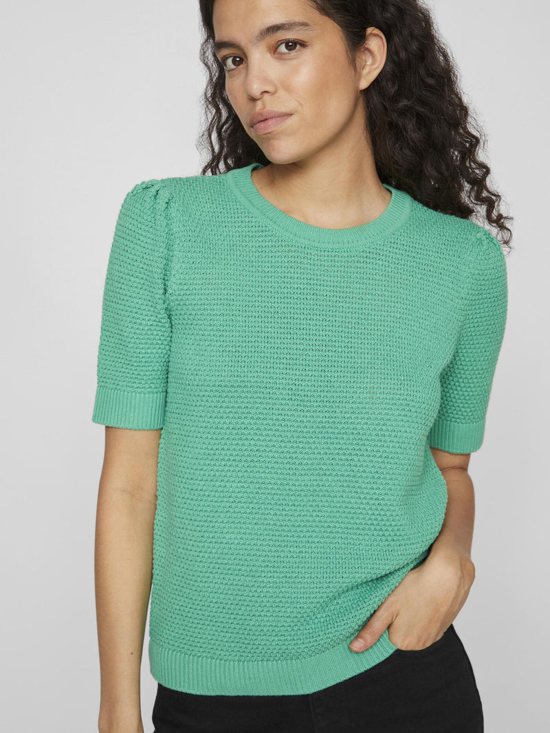 Vila Dalo O-neck S/S Knit Top - Green Spruce