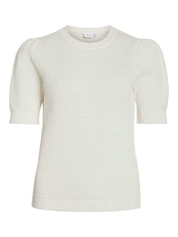 Vila Dalo O-Neck Knit Top - White