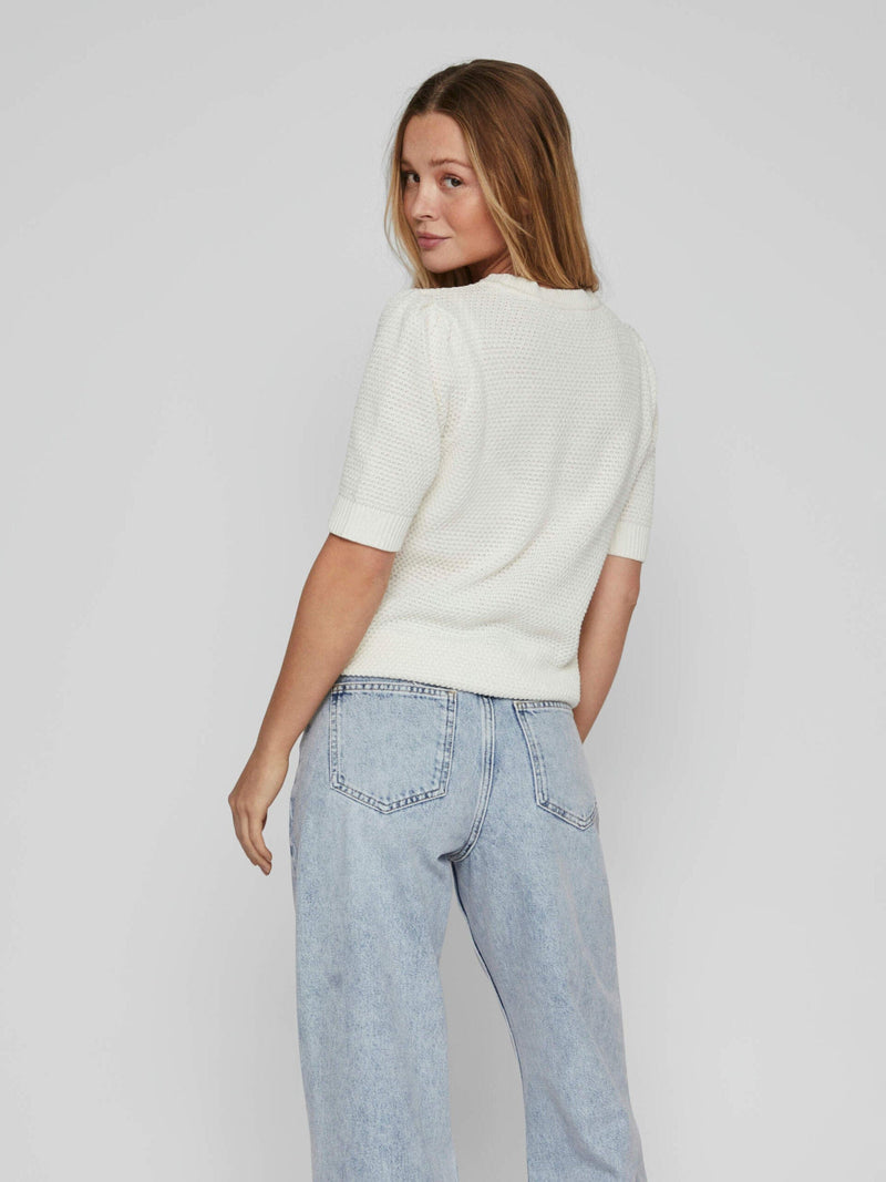 Vila Dalo O-Neck Knit Top - White