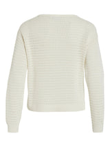 Vila Vibellisina Boatneck L/S Knit Top - Egret