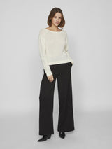 Vila Vibellisina Boatneck L/S Knit Top - Egret