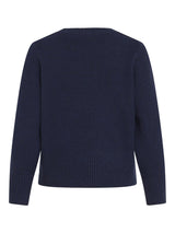 Vila Primia L/S O-Neck Knit Top/Tes - Navy Blazer