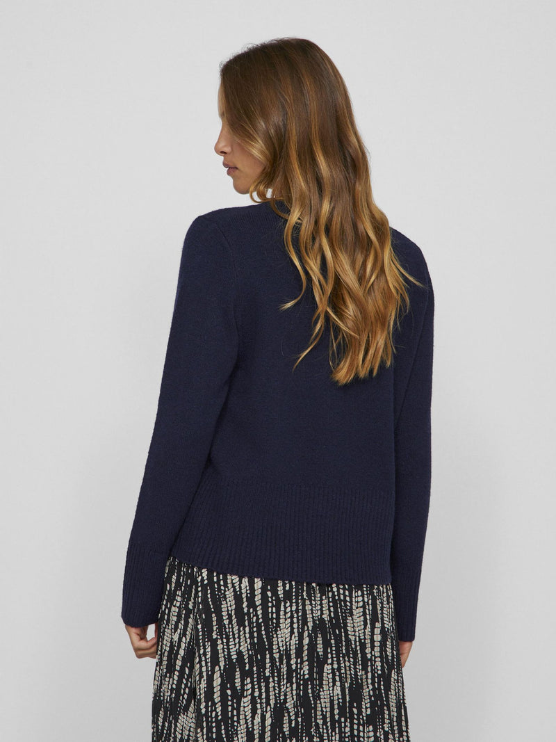 Vila Primia L/S O-Neck Knit Top/Tes - Navy Blazer