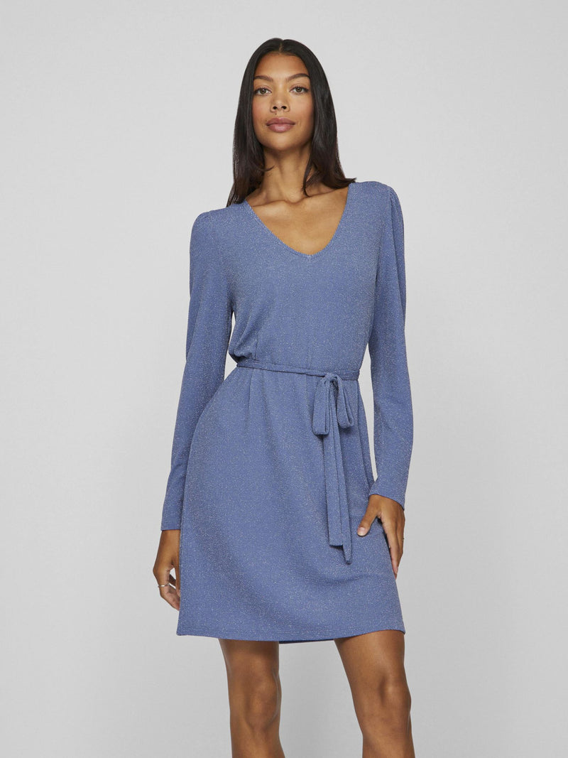 Vila Eleina V-Neck L/S Dress - Blue