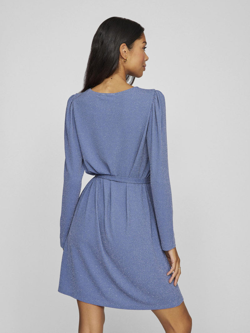 Vila Eleina V-Neck L/S Dress - Blue