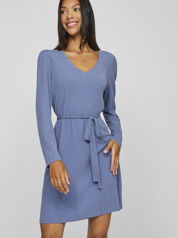 Vila Eleina V-Neck L/S Dress - Blue