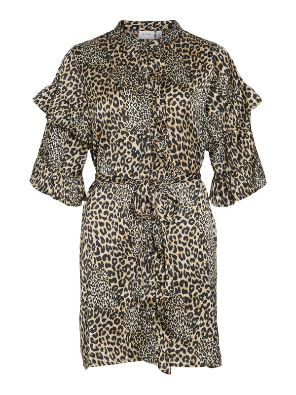 Vila Kavas 2/4 Frill Dress - Leopard