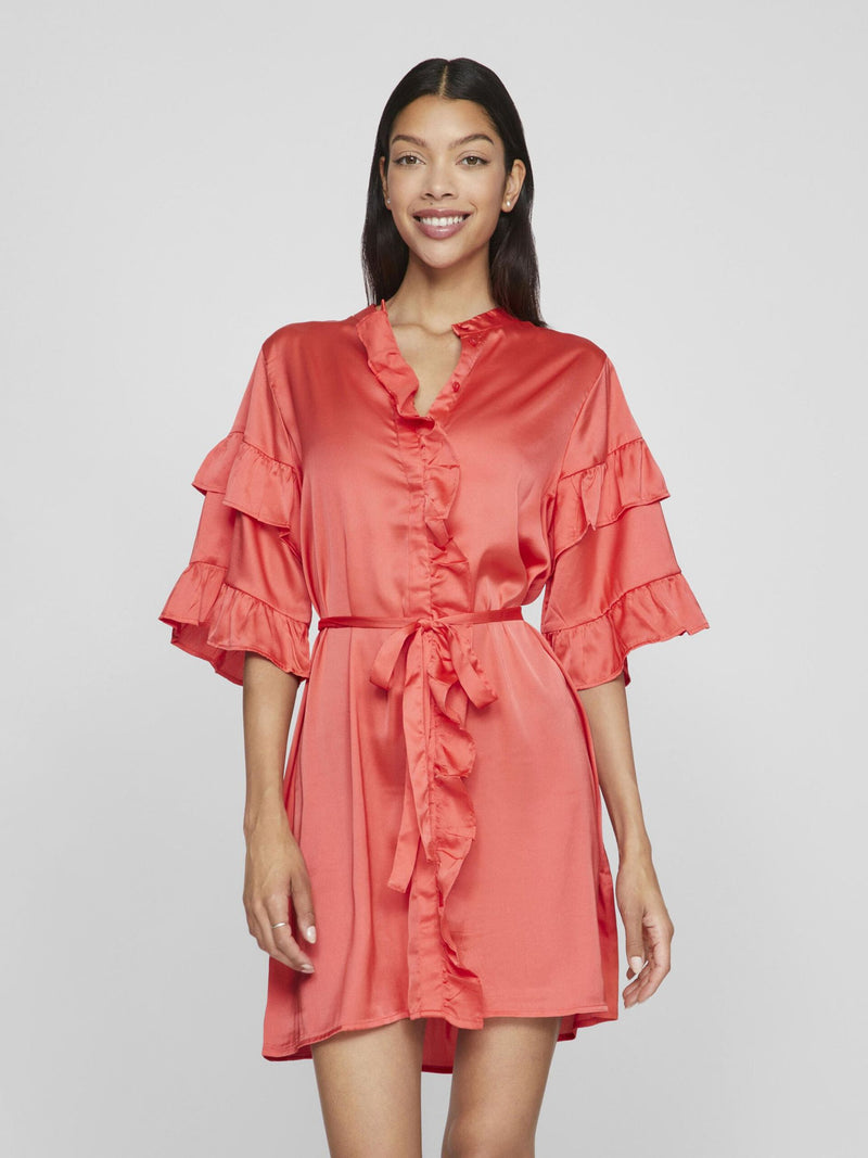 Vila Kavas 2/4 Frill Dress - Poppy Red