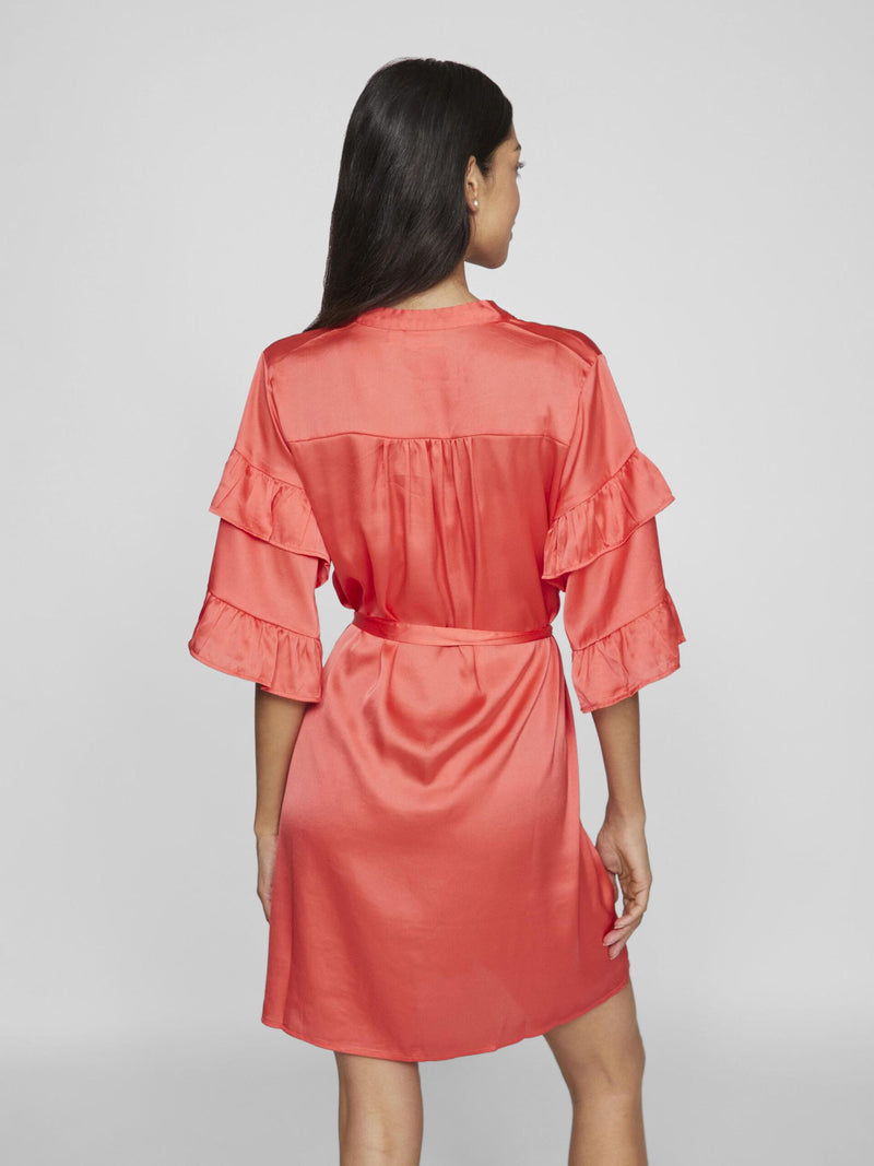 Vila Kavas 2/4 Frill Dress - Poppy Red