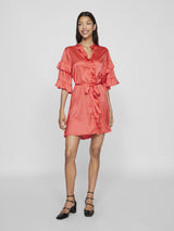 Vila Kavas 2/4 Frill Dress - Poppy Red