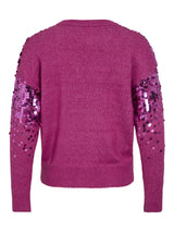 Vila Siquin O-Neck L/S Sequin Knit Top - Fuchsi