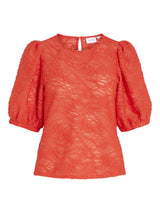 Vila Fina 2/4 O-neck Top - Poppy Red