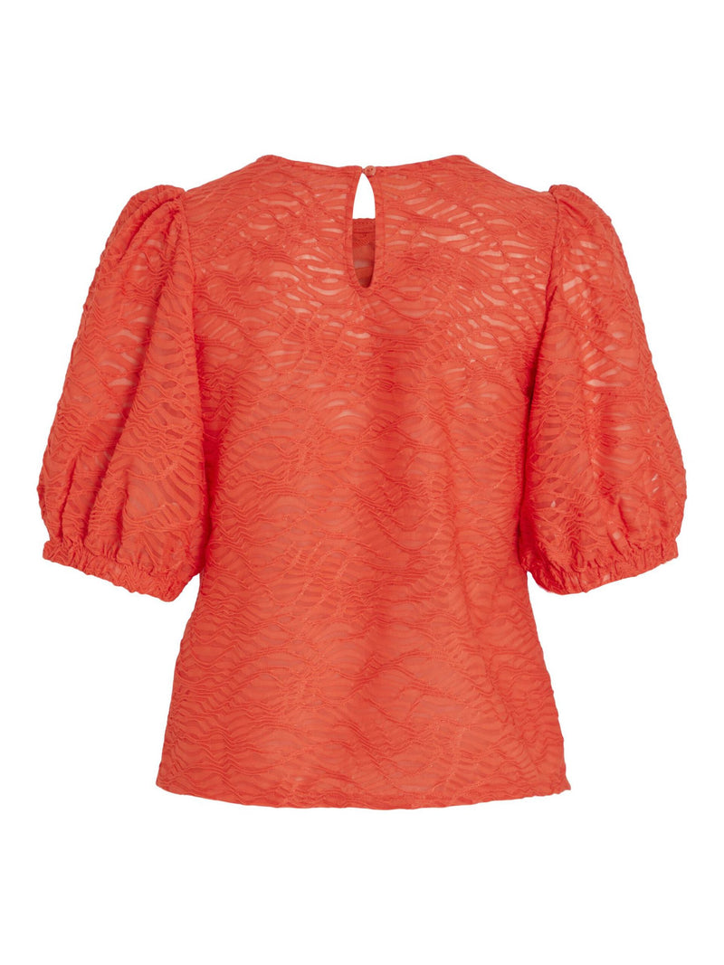 Vila Fina 2/4 O-neck Top - Poppy Red