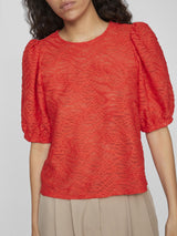 Vila Fina 2/4 O-neck Top - Poppy Red