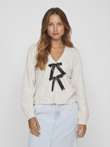 Vila Nelly L/S Knit Bow Cardigan