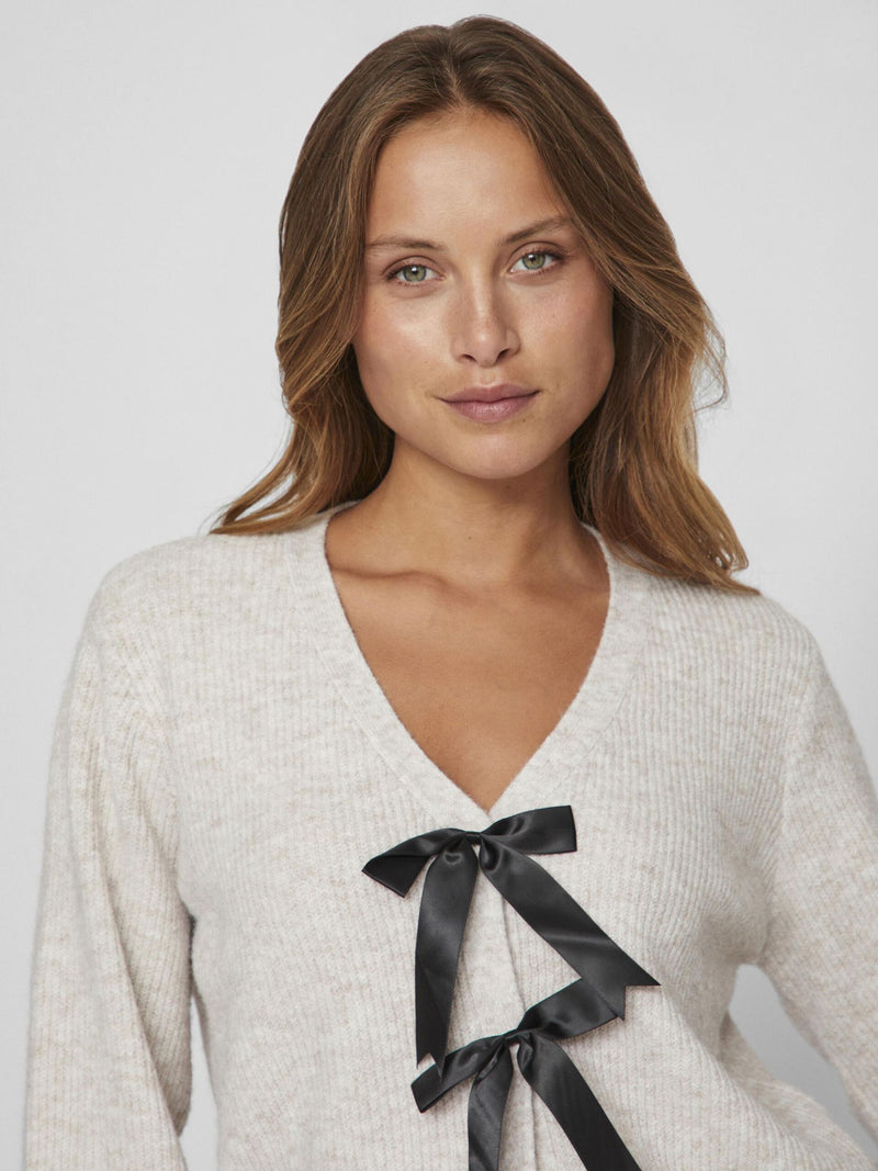 Vila Nelly L/S Knit Bow Cardigan