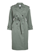 Vila Addison L/S Long Trenchcoat - Laurel Wreath