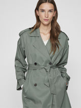 Vila Addison L/S Long Trenchcoat - Laurel Wreath