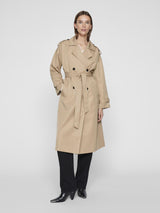 Vila Addison L/S Long Trenchcoat - Savannah Tan