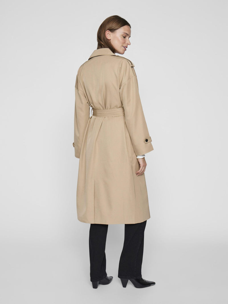 Vila Addison L/S Long Trenchcoat - Savannah Tan