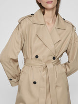 Vila Addison L/S Long Trenchcoat - Savannah Tan