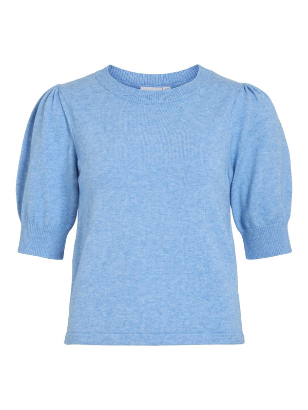 Vila Viril 2/4 Sleeve O-Neck Knit Top - Blissful Blue