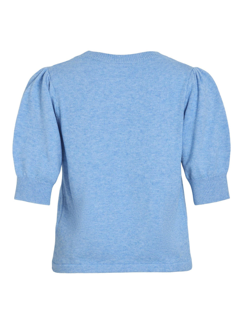 Vila Viril 2/4 Sleeve O-Neck Knit Top - Blissful Blue