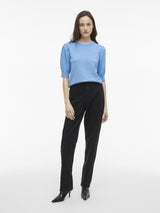 Vila Viril 2/4 Sleeve O-Neck Knit Top - Blissful Blue