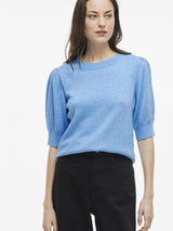 Vila Viril 2/4 Sleeve O-Neck Knit Top - Blissful Blue