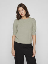 Vila Viril 2/4 Sleeve O-Neck Knit Top - Oil Green