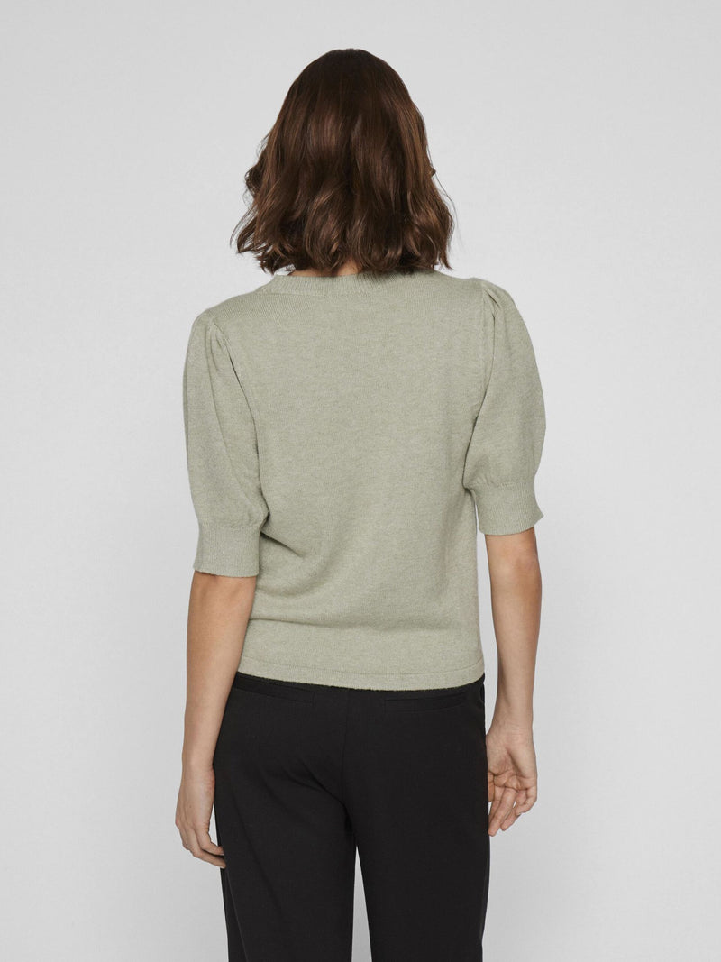 Vila Viril 2/4 Sleeve O-Neck Knit Top - Oil Green