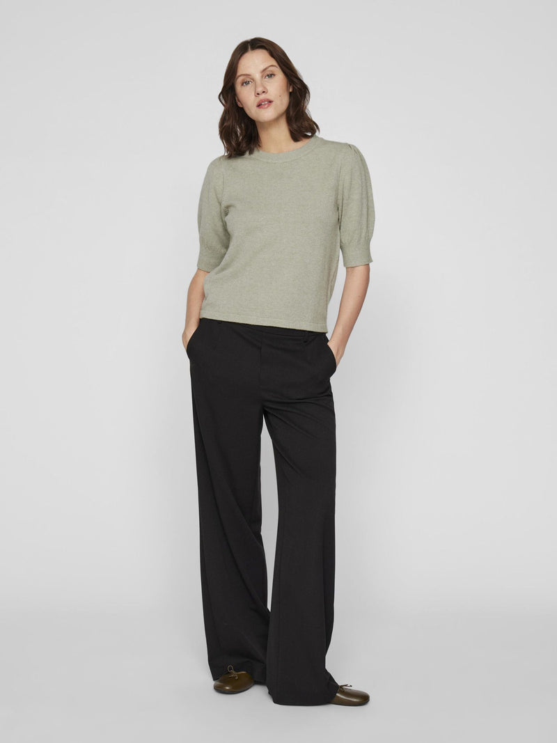 Vila Viril 2/4 Sleeve O-Neck Knit Top - Oil Green