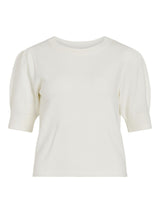 Vila Viril 2/4 Sleeve O-Neck Knit Top - White