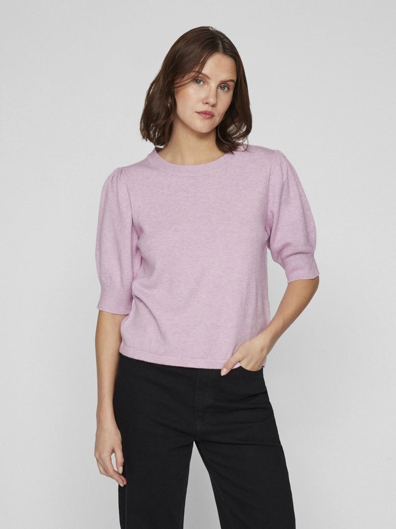 Vila Viril 2/4 Sleeve O-Neck Knit Top - Orchid