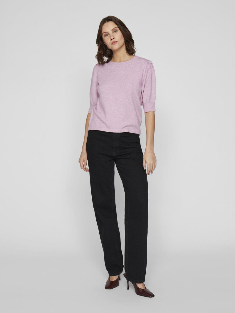 Vila Viril 2/4 Sleeve O-Neck Knit Top - Orchid