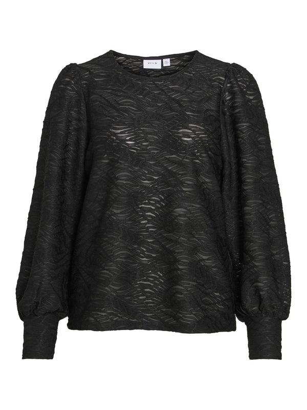 Vila Fina L/S O-Neck - Black