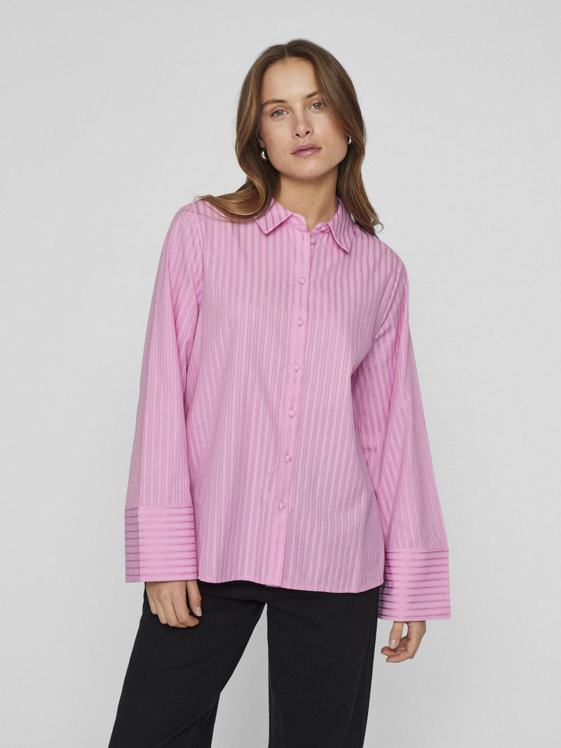 Vila Selme L/S Striped Shirt - Pink