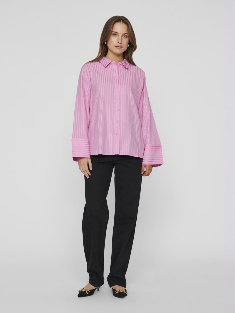 Vila Selme L/S Striped Shirt - Pink