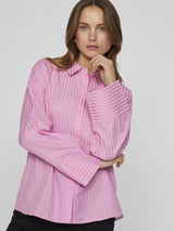 Vila Selme L/S Striped Shirt - Pink