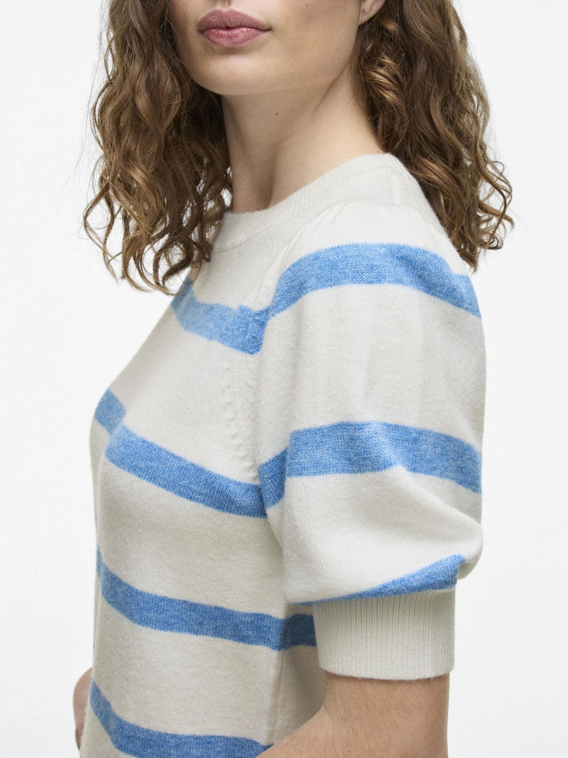Viril 2/4 Sleeve O-neck Stripe Knit Top