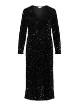Vila Faith v-neck L/S Midt dress - Black