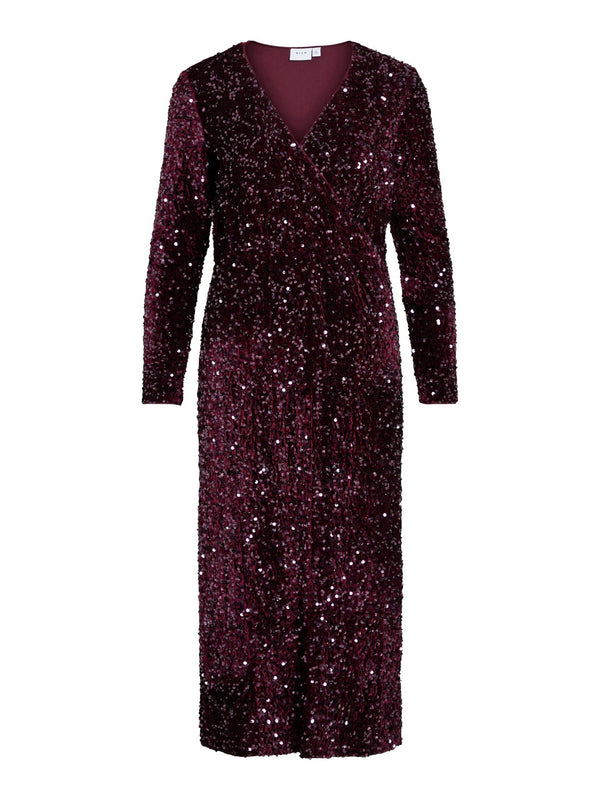 Vila Faith v-neck L/S Midt dress - Fig