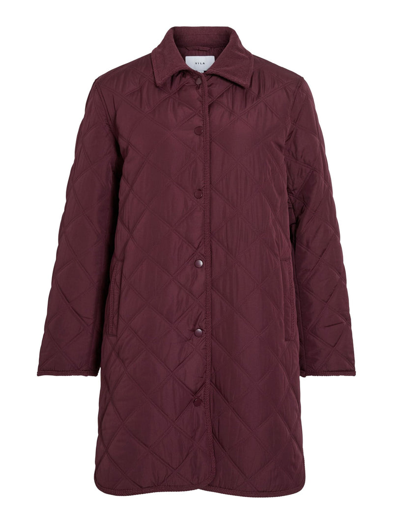Vila Quila L/S Corduroy Quilt Long Jacket - Fig