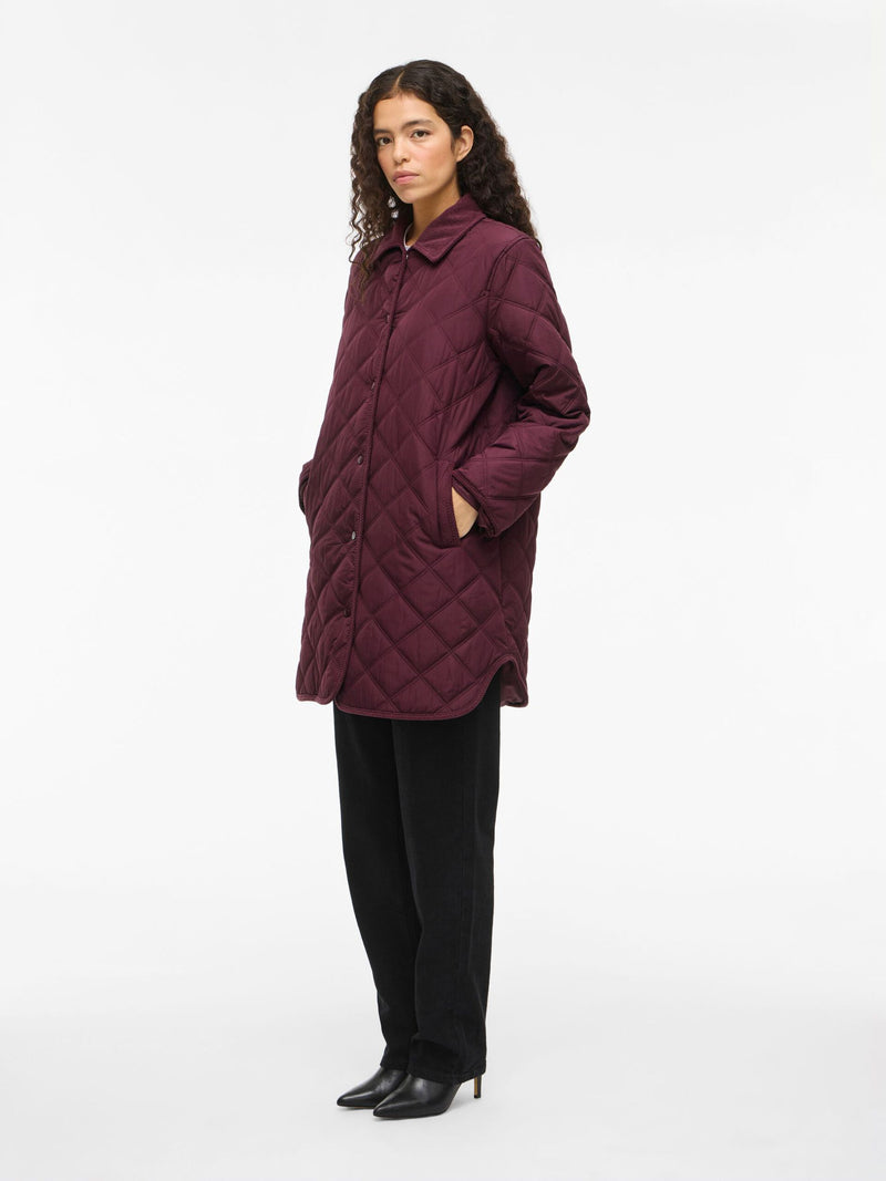 Vila Quila L/S Corduroy Quilt Long Jacket - Fig