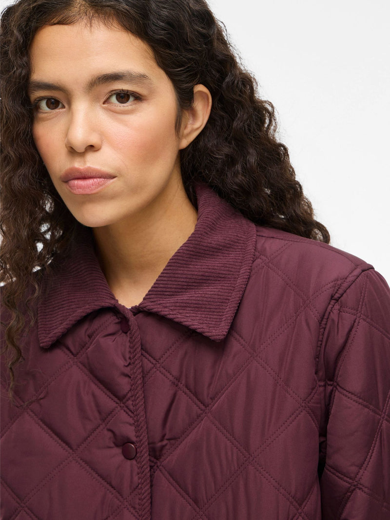 Vila Quila L/S Corduroy Quilt Long Jacket - Fig