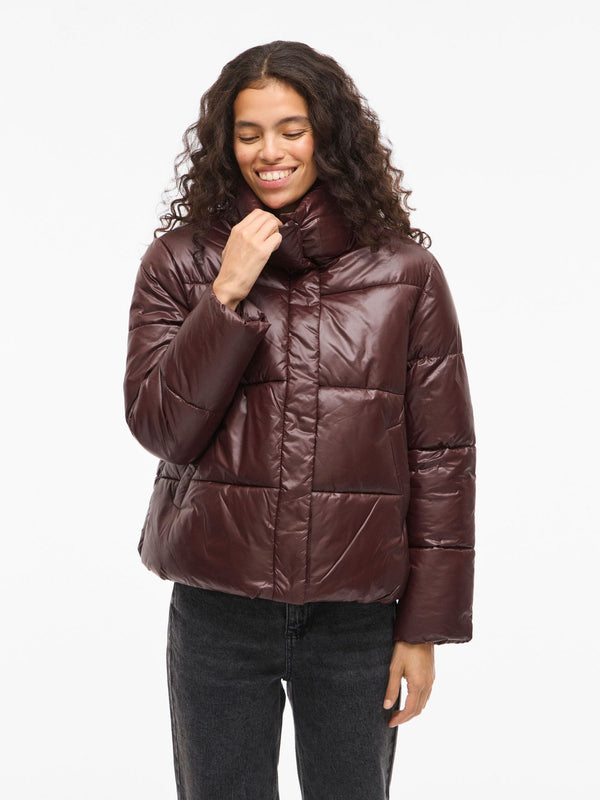 Vila Lidda L/S Shinny puffer short jacket - Fig