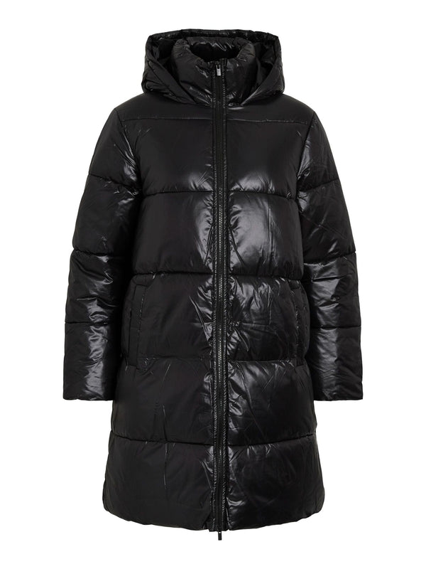 Vila Lidda L/S Hood Shinny puffer jacket - Black