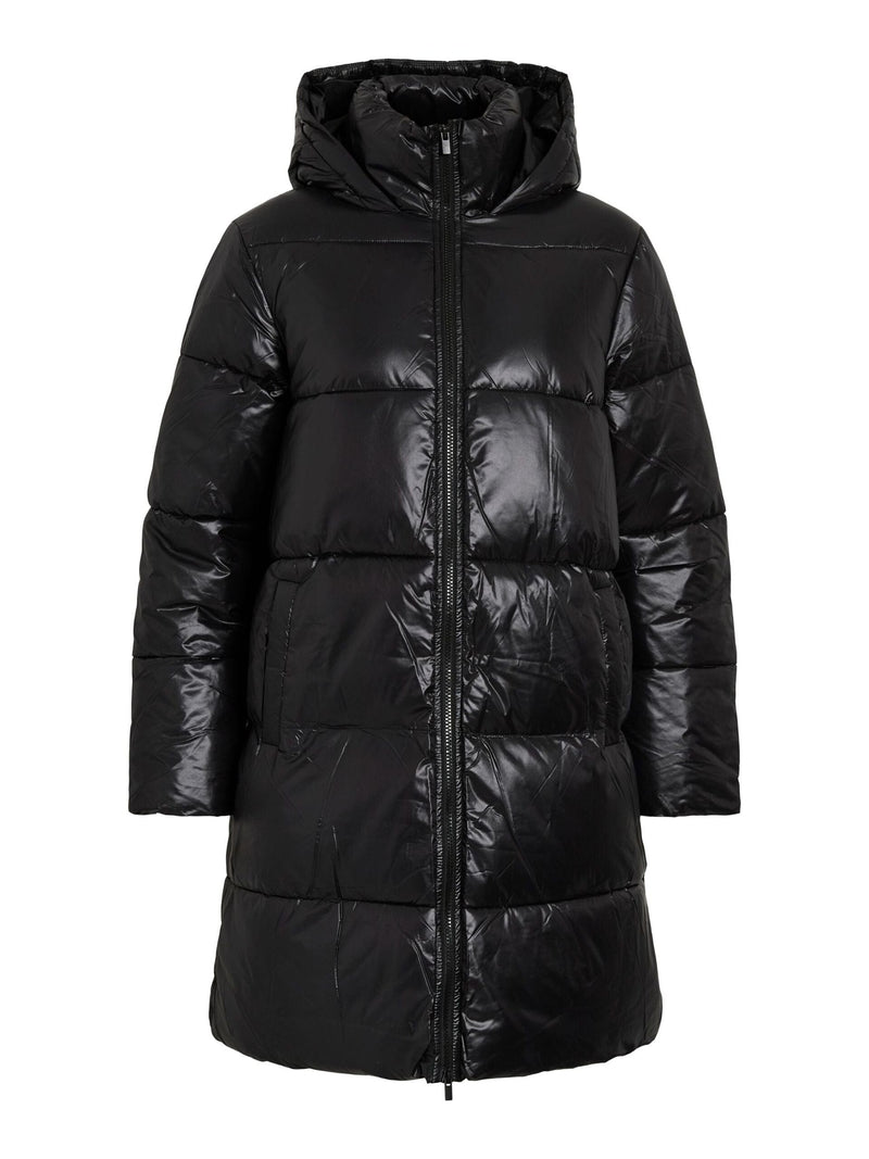Vila Lidda L/S Hood Shinny puffer jacket - Black