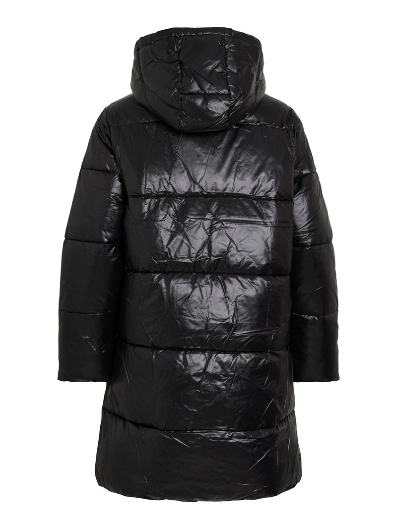 Vila Lidda L/S Hood Shinny puffer jacket - Black