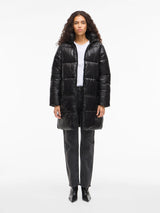 Vila Lidda L/S Hood Shinny puffer jacket - Black